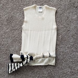 CHANEL Cashmere Cream Top w/ Matching Waist Tie